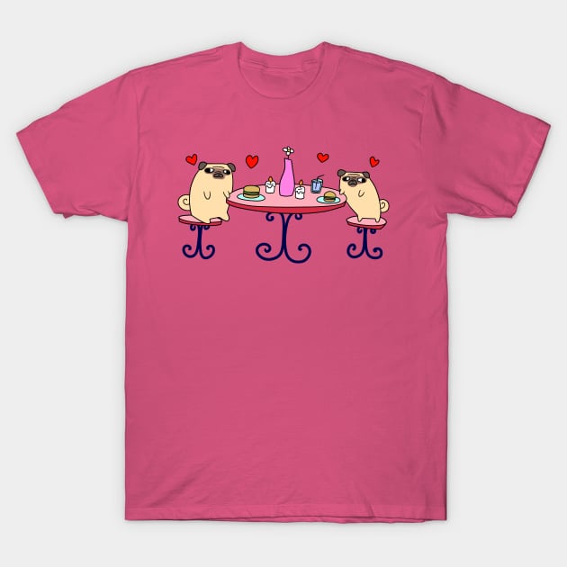 Pug Dinner Date T-Shirt by saradaboru